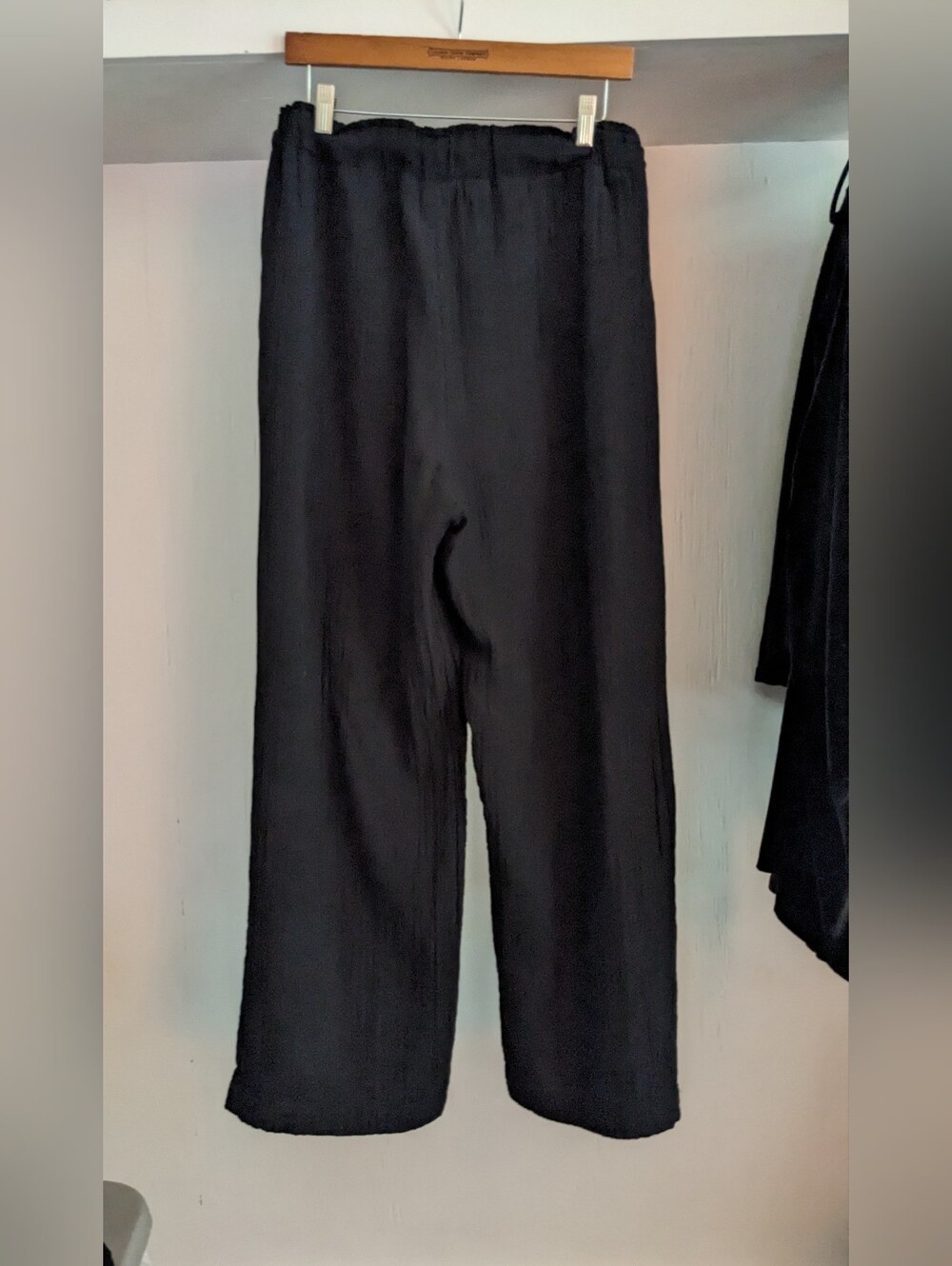 GAP Black Wide-Leg Pleated Gauzy Cotton Pants - Picture 8 of 10